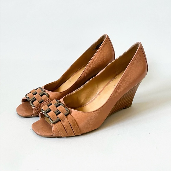 Nine West Shoes - Nine West Peep Toe Leather Wedges